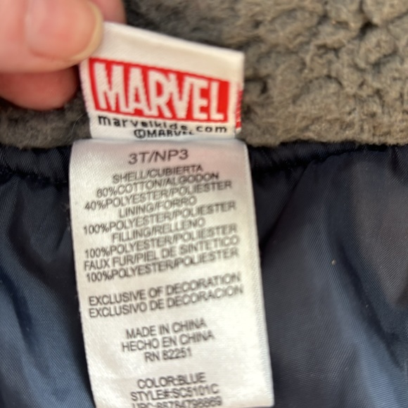 Marvel Boys 3T Winter Jacket. Captain America. Super Soldier. Quilted. Great - Picture 5 of 9